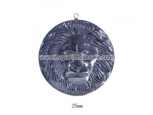 Hematite Lion Head 25mm Pendant